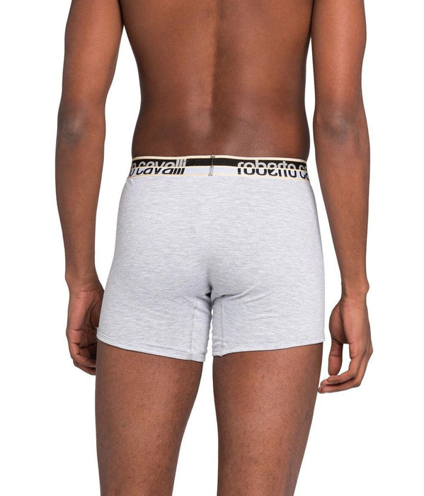 Roberto Cavalli Grey Melange Cotton Jersey Stretch Boxer Brief-2-Pack-