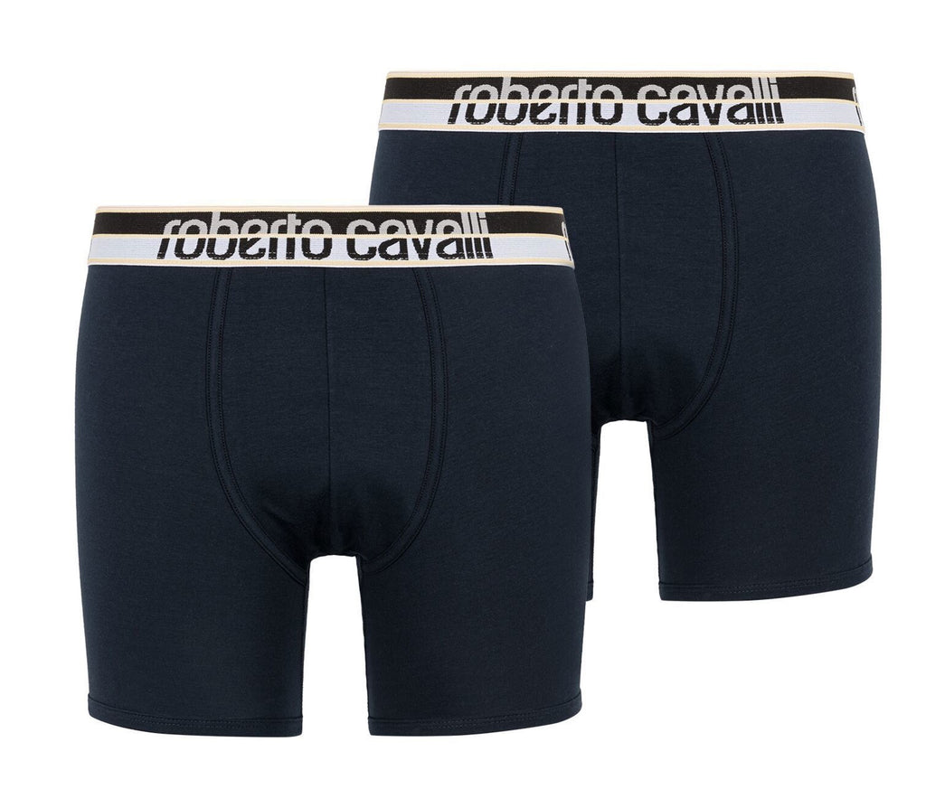 Roberto Cavalli Navy Blue Cotton Jersey Stretch Boxer Brief-2-Pack-S