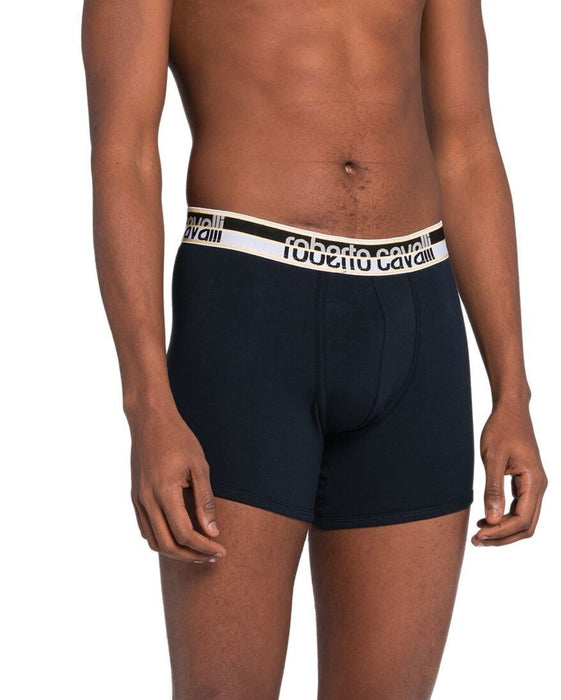 Roberto Cavalli Navy Blue Cotton Jersey Stretch Boxer Brief-2-Pack-