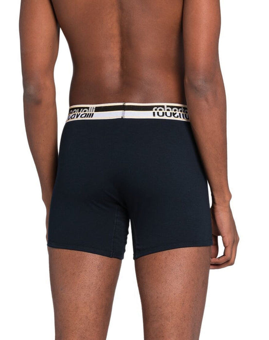 Roberto Cavalli Navy Blue Cotton Jersey Stretch Boxer Brief-2-Pack-