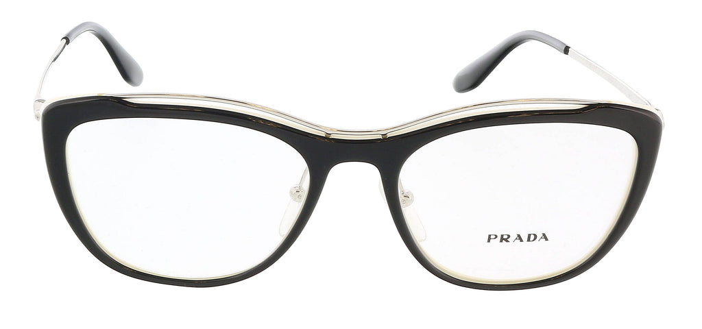 Prada 0PR 04VV 4BK1O153 Conceptual Cat Eye Full Rim BlacK/Ivory Eyeglasses