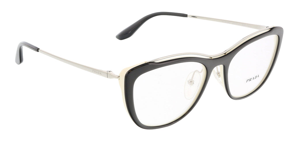 Prada 0PR 04VV 4BK1O153 Conceptual Cat Eye Full Rim BlacK/Ivory Eyeglasses