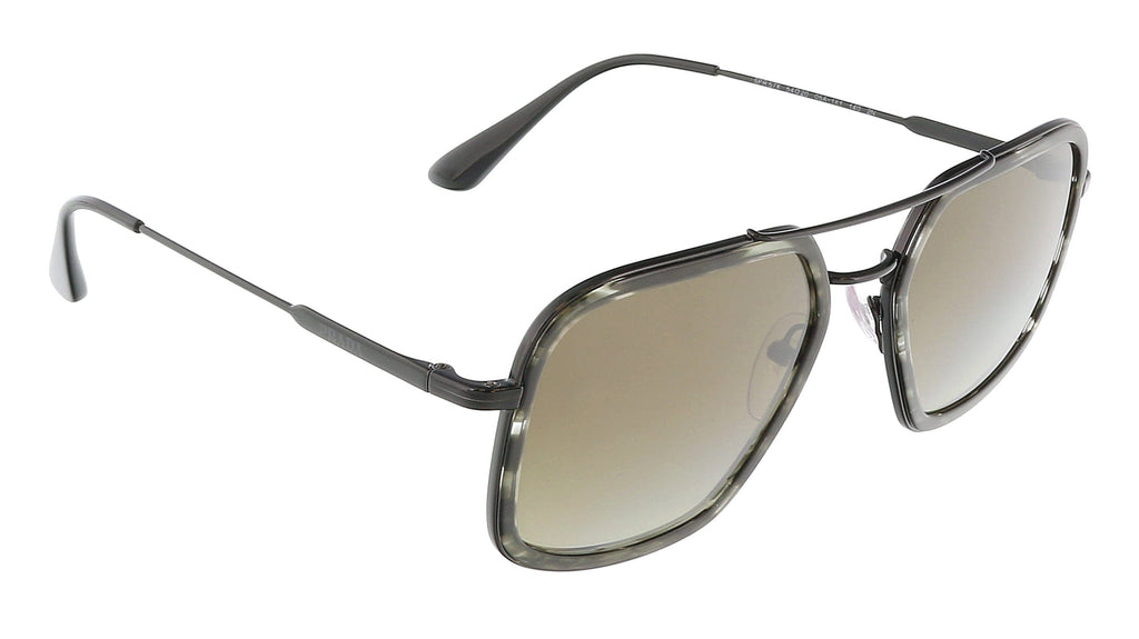 Prada 0PR 57XS 05A1X154 Square Full Rim Stripped Gray / Black Sunglasses