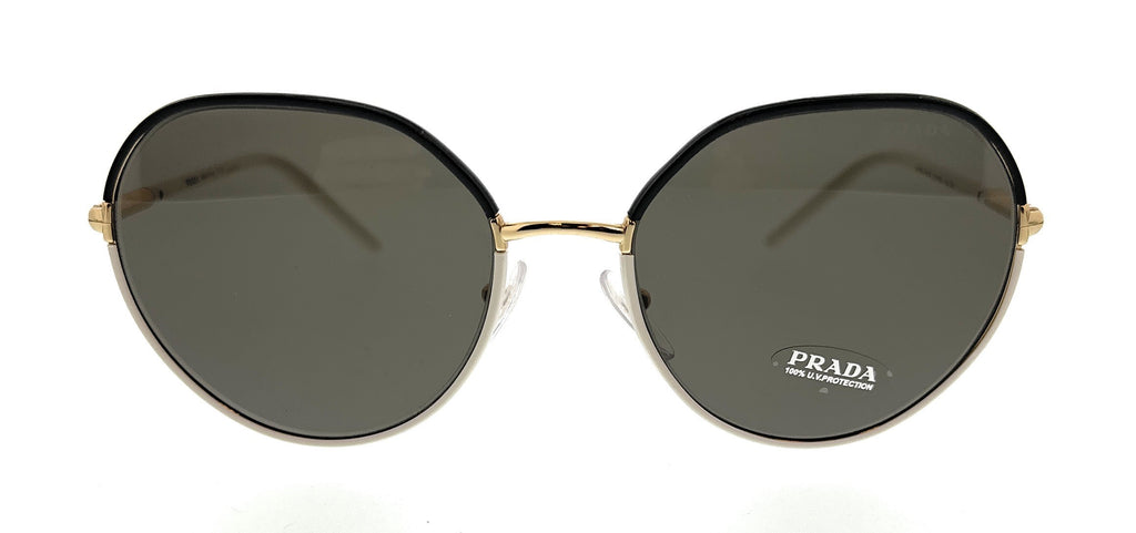 Prada 0PR 65XS YC45G158 Black/Ivory Round Sunglasses