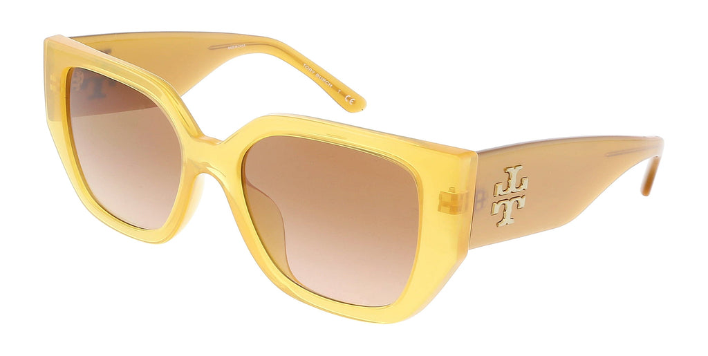 Tory Burch  Square Full Rim Transparent Marigold Sunglasses