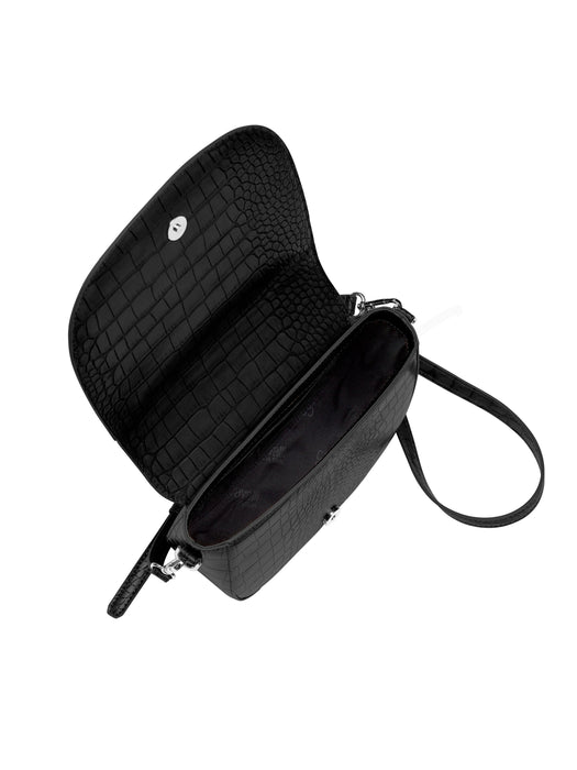 Cavalli Class TORINO Black Medium Crocco Saddle Crossbody bag