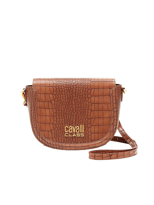 Cavalli Class TORINO Brown Medium Crocco Saddle Crossbody bag