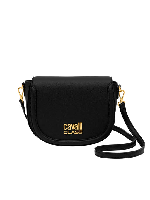 Cavalli Class TORINO Black Medium Crocco Saddle Crossbody bag