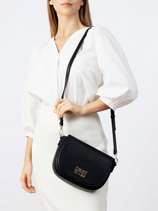 Cavalli Class TORINO Black Medium Crocco Saddle Crossbody bag