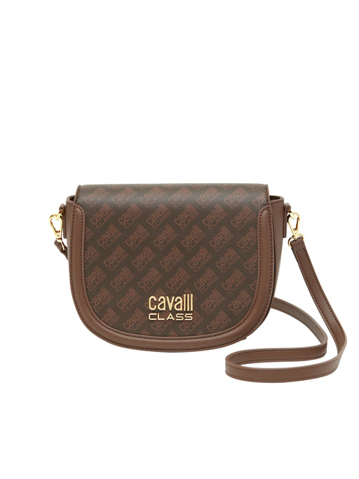 Cavalli Class TORINO Brown Medium Crocco Saddle Crossbody bag