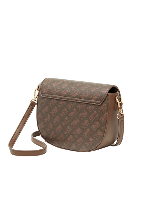 Cavalli Class TORINO Brown Medium Crocco Saddle Crossbody bag