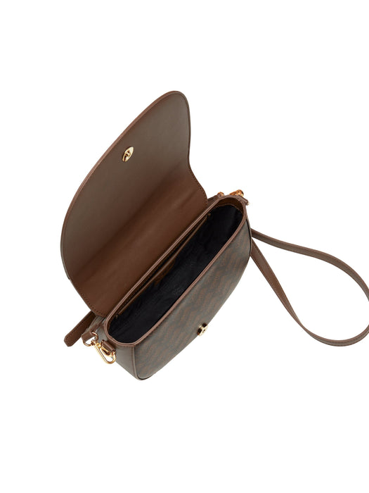 Cavalli Class TORINO Brown Medium Crocco Saddle Crossbody bag