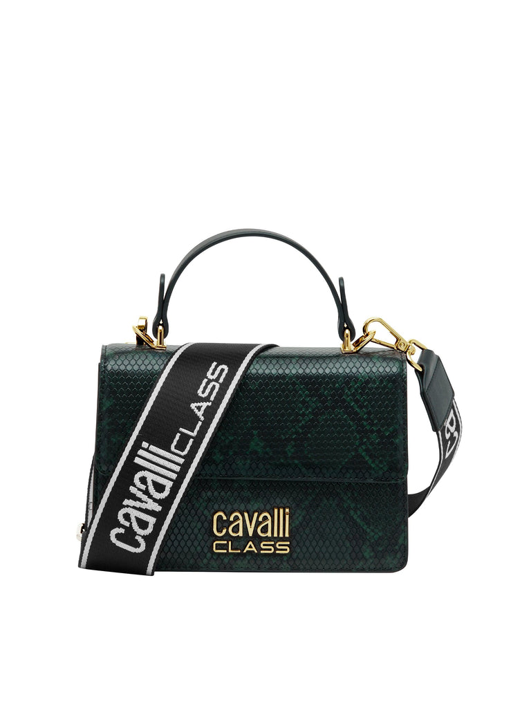 Cavalli Class MILANO Green Medium Snakeskin Textured Medium Top Handle
