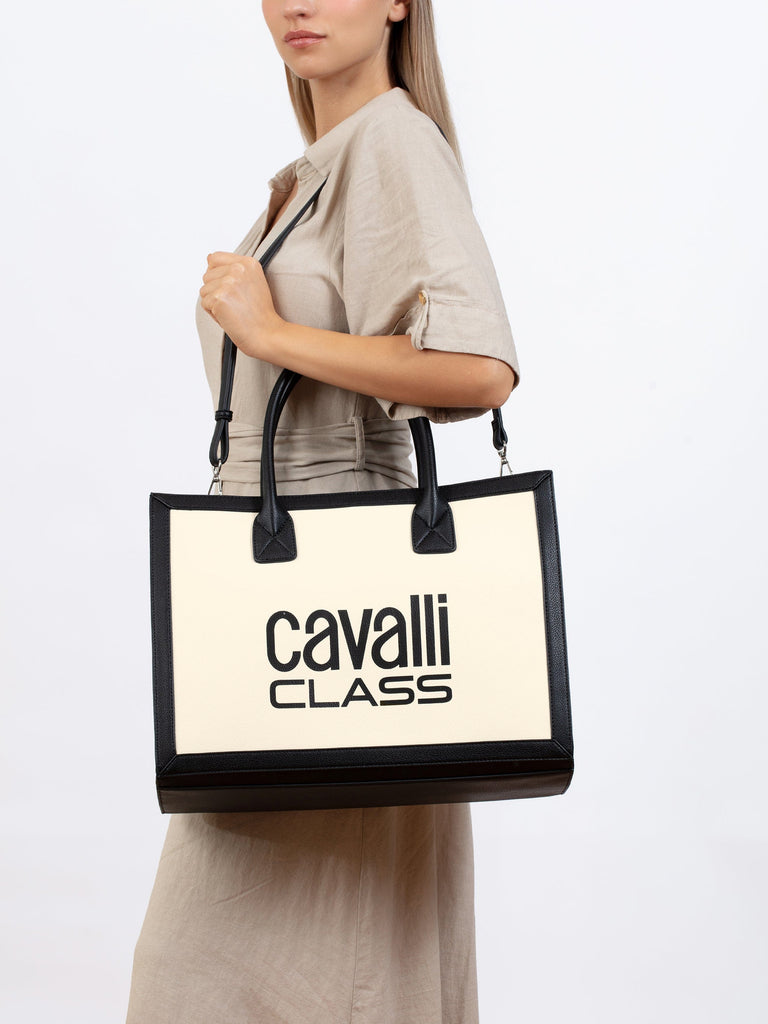 Cavalli Class MODENA White Large Shopper Tote Bag