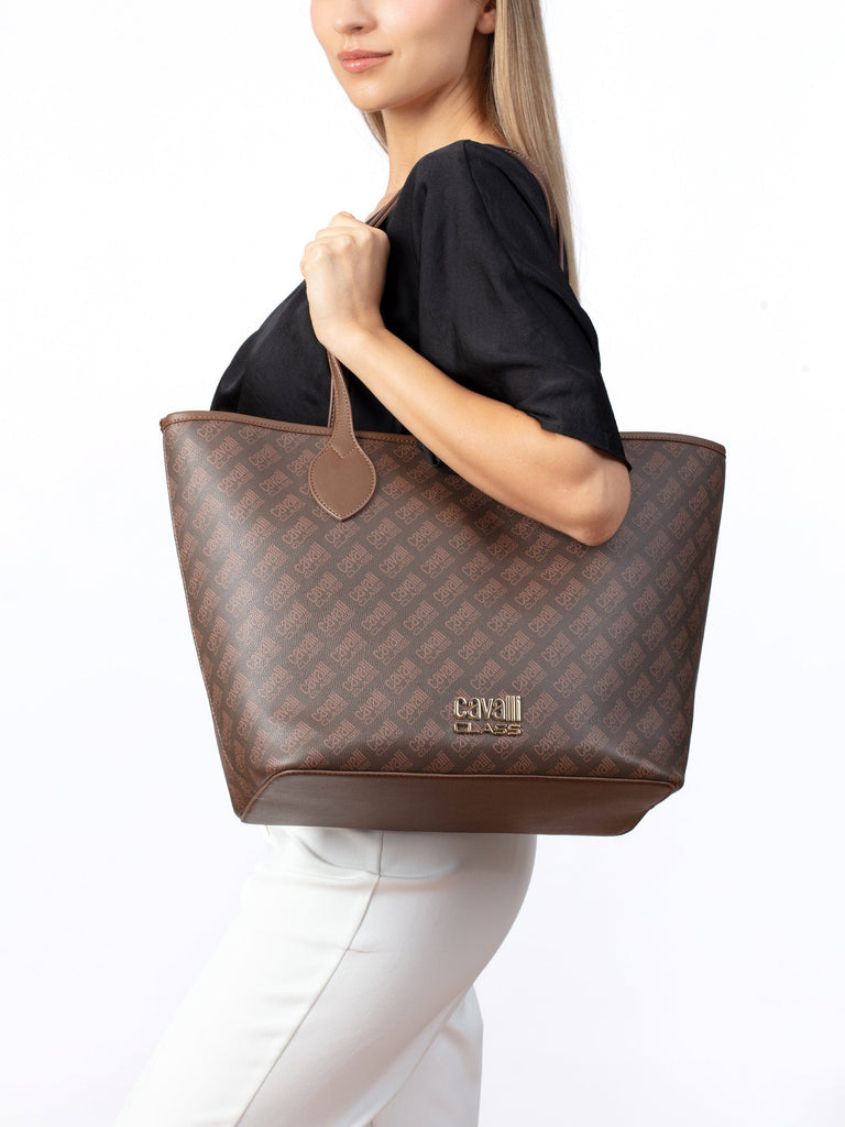 Cavalli Class RAVENNA Brown Everyday Soft Large Shopper Tote Bag