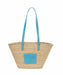 Cavalli Class CERVINIA Natural/Light Blue Medium Straw Beach Tote Bag