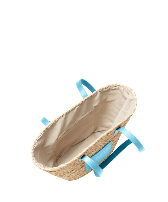 Cavalli Class CERVINIA Natural/Light Blue Medium Straw Beach Tote Bag
