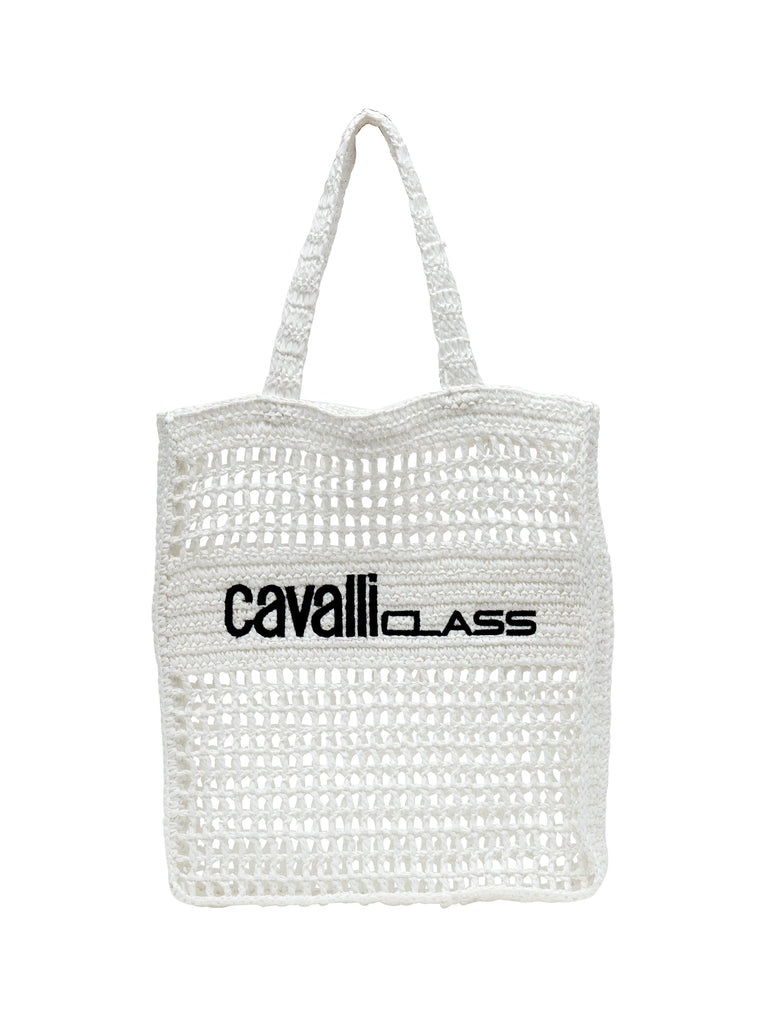 Cavalli Class PORTOFINO White Large Crochet Beach Shopper Bag