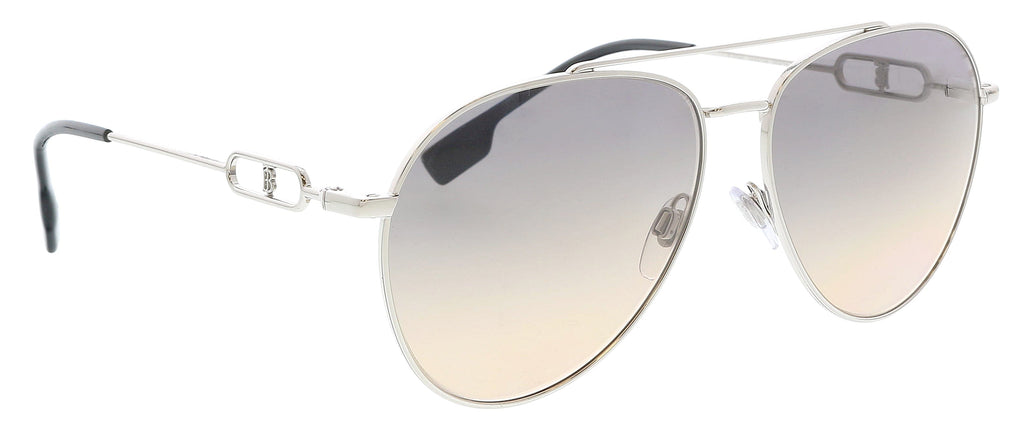 Burberry 0BE3128 1005G958 Full Rim Silver Aviator Sunglasses