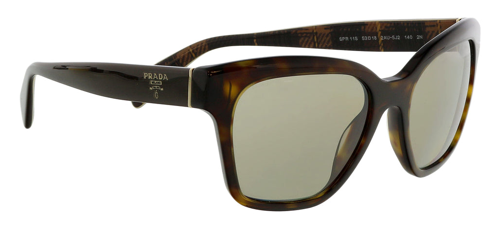 Prada 0PR 11SS 2AU5J253 Rectangular Full rim Havana Sunglasses