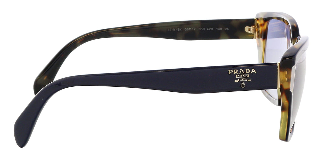 Prada 0PR 15XS 05C42056 Full Rim Blue Irregullar Sunglasses