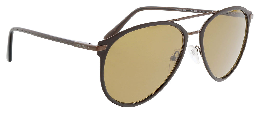 Prada 0PR 51WS GAP01D59 Aviator Full Rim Matte Brown Sunglasses