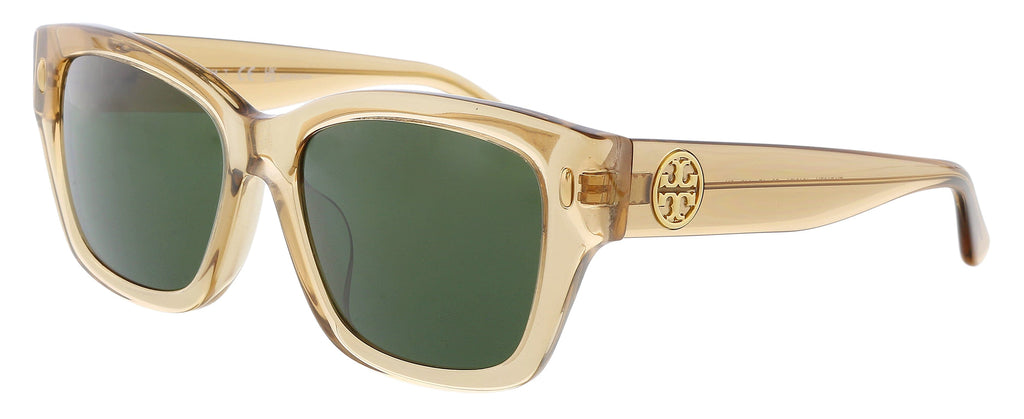 Tory Burch  Full Rim Transparent Beige Square Sunglasses