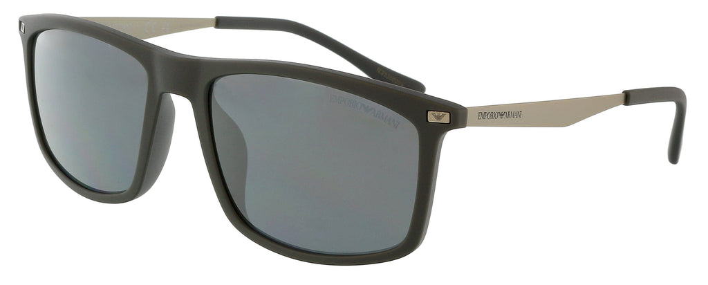 Emporio Armani  Full Rim Matte Grey Rectangular Sunglasses