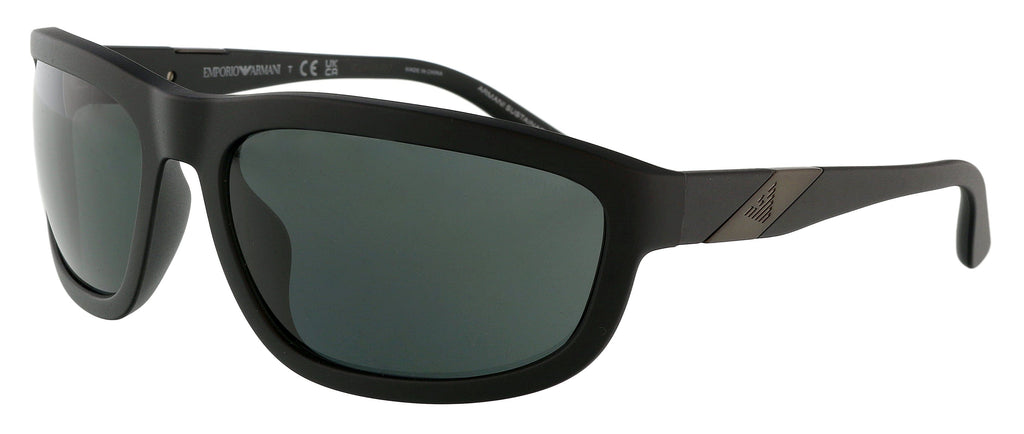 Emporio Armani  Full Rim Matte Black Rectangular Sunglasses
