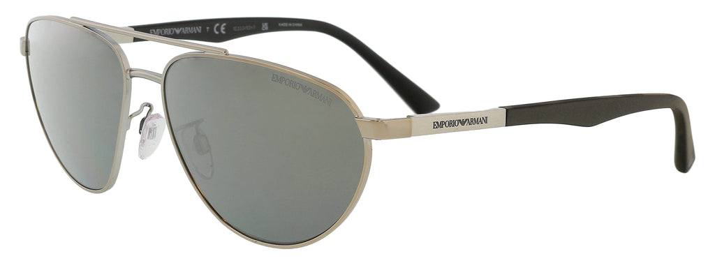 Emporio Armani  Full Rim Silver Aviator Sunglasses