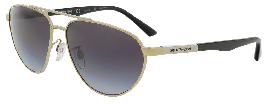 Emporio Armani  Full Rim Light Gold Aviator Sunglasses