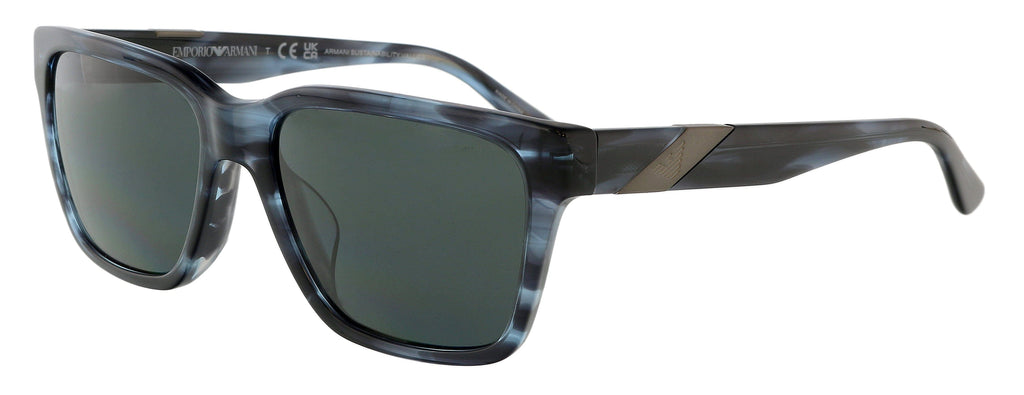 Emporio Armani  Full Rim Striped Grey Rectangular Sunglasses
