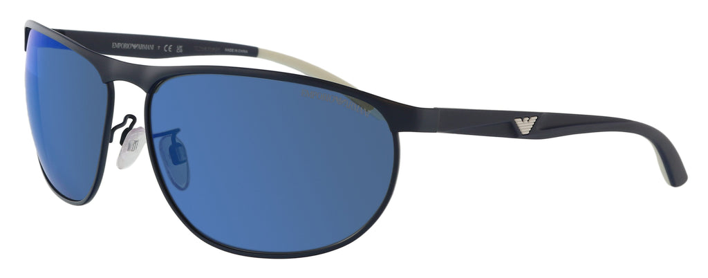 Emporio Armani  Full Rim Matte Blue Rectangular Sunglasses