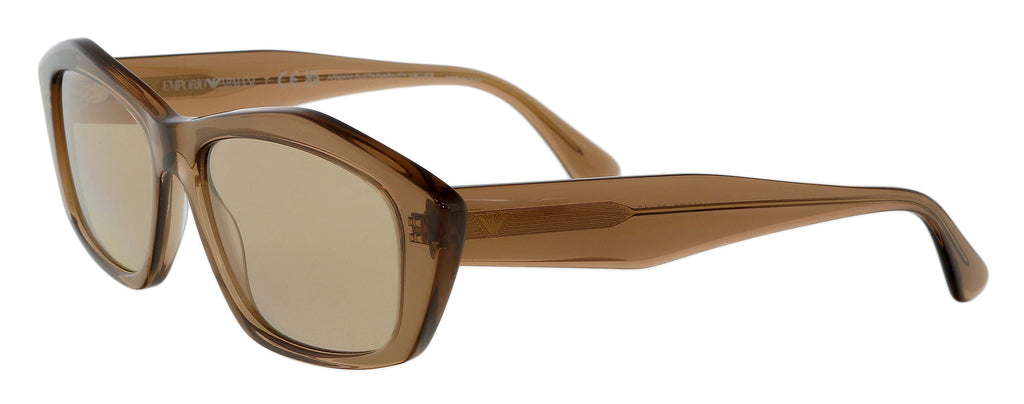 Emporio Armani  Full Rim Shiny Transparent Brown Rectangular Sunglasses