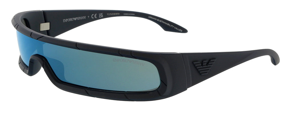 Emporio Armani  Full Rim Navy Blue Shield Sunglasses