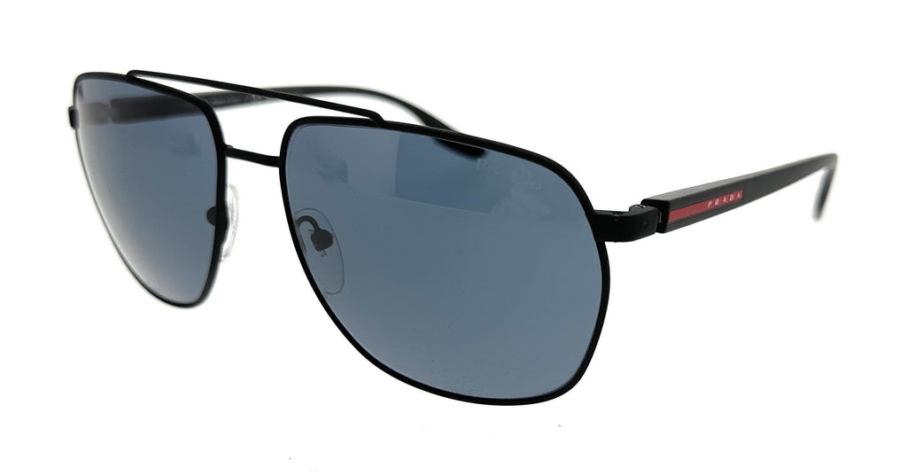 Prada Linea Rossa  Black Rubber Rectangular Sunglasses