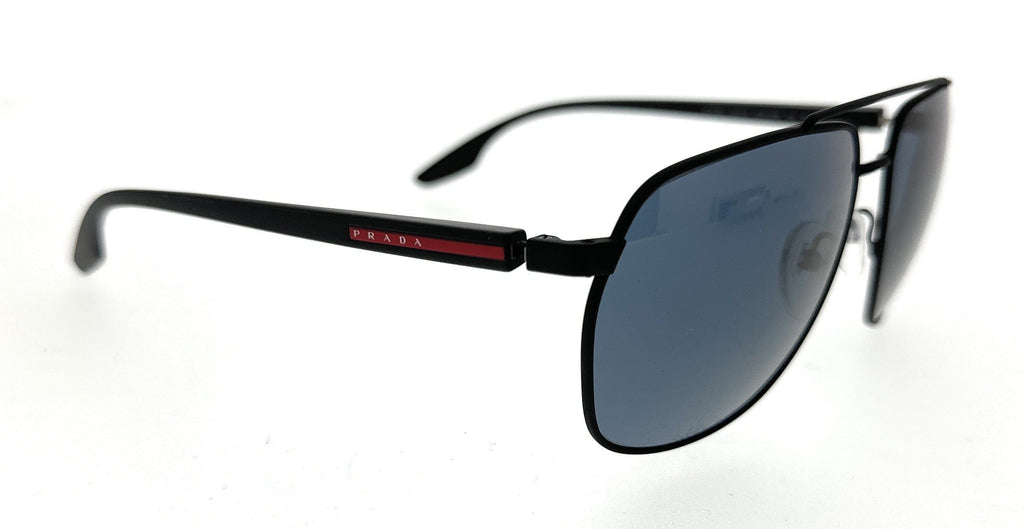 Prada Linea Rossa 0PS 55VS DG009R Black Rubber Rectangular Sunglasses