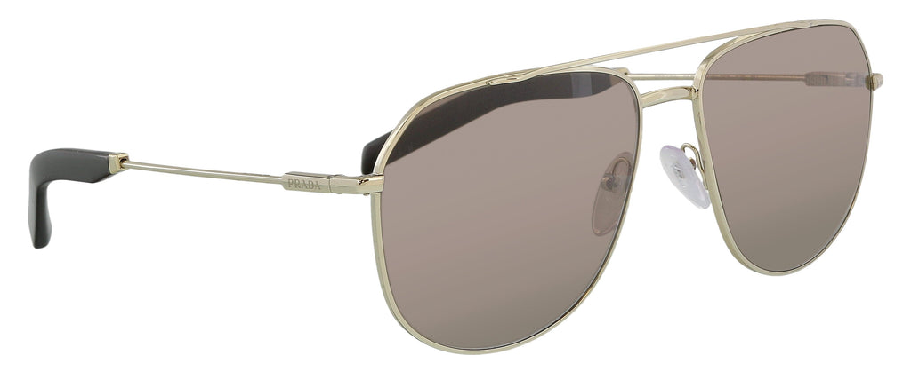 Prada 0PR 59WS ZVN05D60 Full Rim Pale Gold Aviator Sunglasses