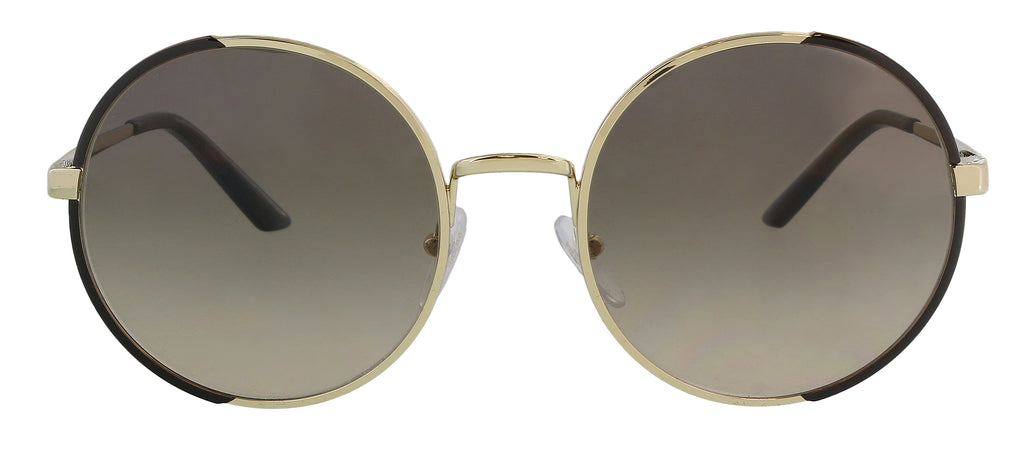 Prada 0PR 59XS KOF3D057 Full Rim Pale Gold Round Sunglasses