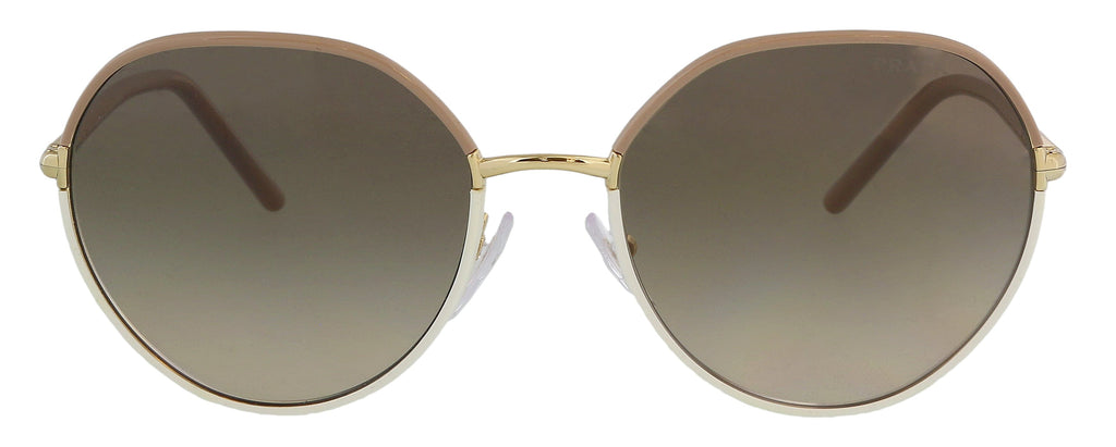 Prada 0PR 65XS 09G3D058 Full Rim Beige Ivory Round Sunglasses