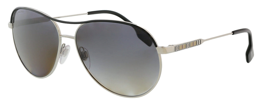 Burberry  Full Rim Silver Aviator Sunglasses