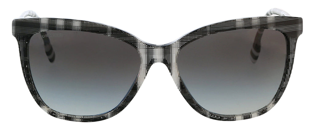 Burberry 0BE4308 40048G56 Clare Full Rim Check White/Black Cateye Sunglasses