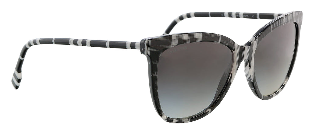 Burberry 0BE4308 40048G56 Clare Full Rim Check White/Black Cateye Sunglasses