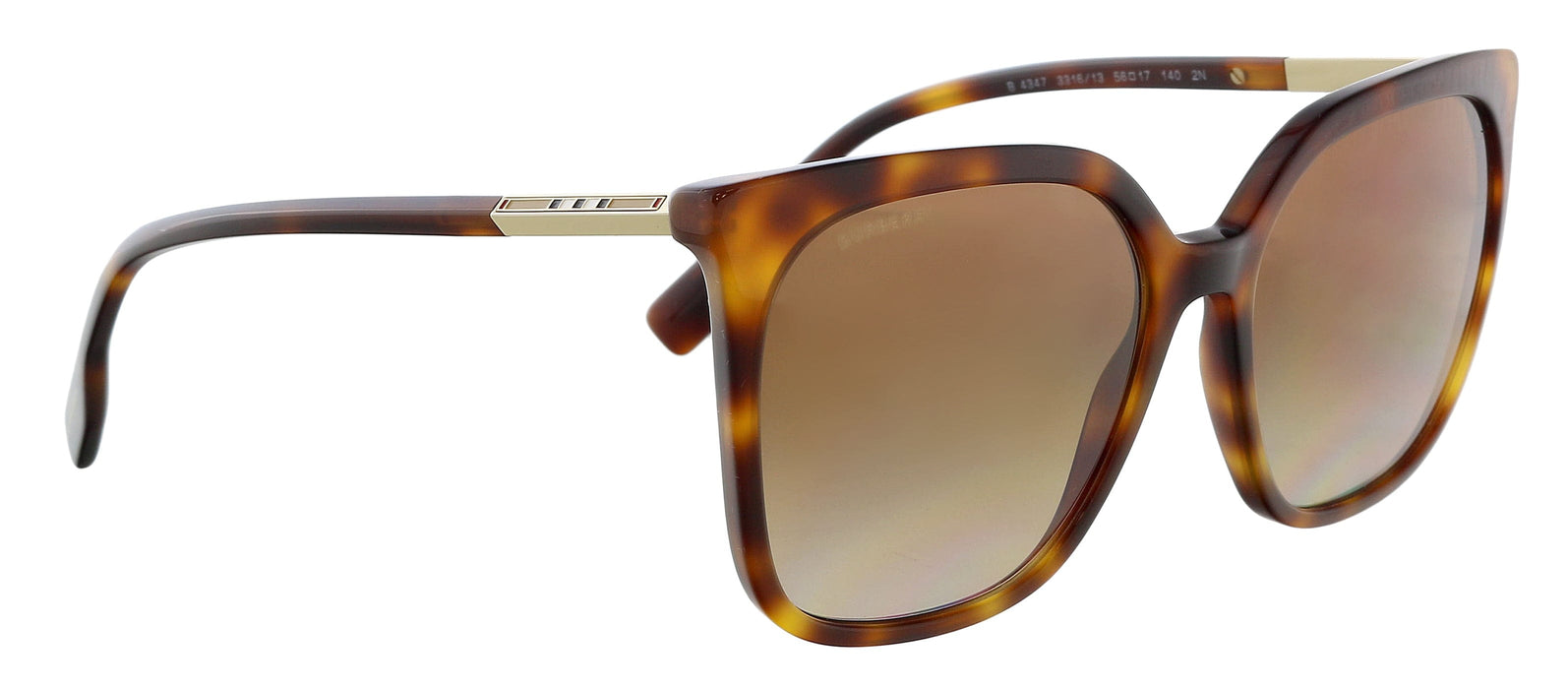 Burberry 0BE4347 33161356 Full Rim Havana Square Sunglasses