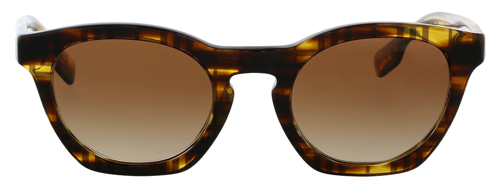 Burberry 0BE4367 39811349 Yvette Full Rim Top Check Striped Brown Cateye Sunglasses