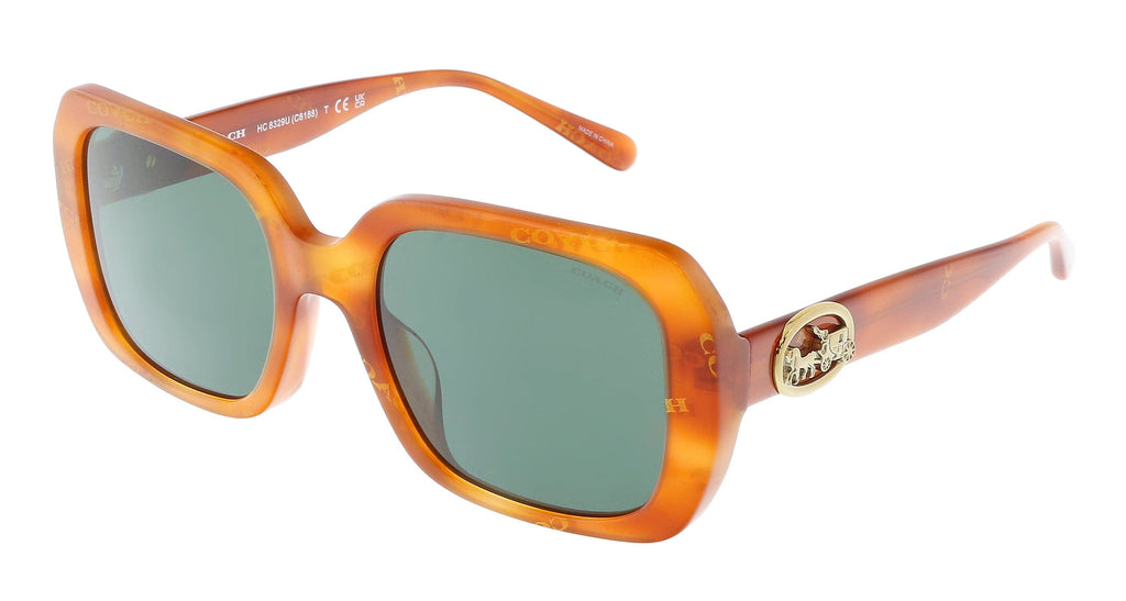 Coach  56603H Amber Tortoise Rectangular Full Rim Sunglasses