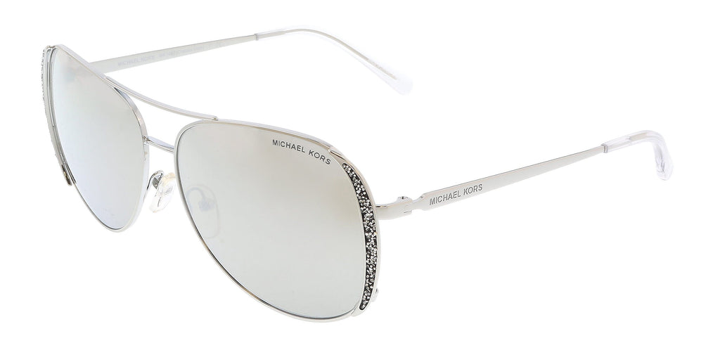 Damage/Store Return Michael Kors 0MK1082 10056G  Chelsea Glam Silver Glitter Aviator Full Rim Sunglasses