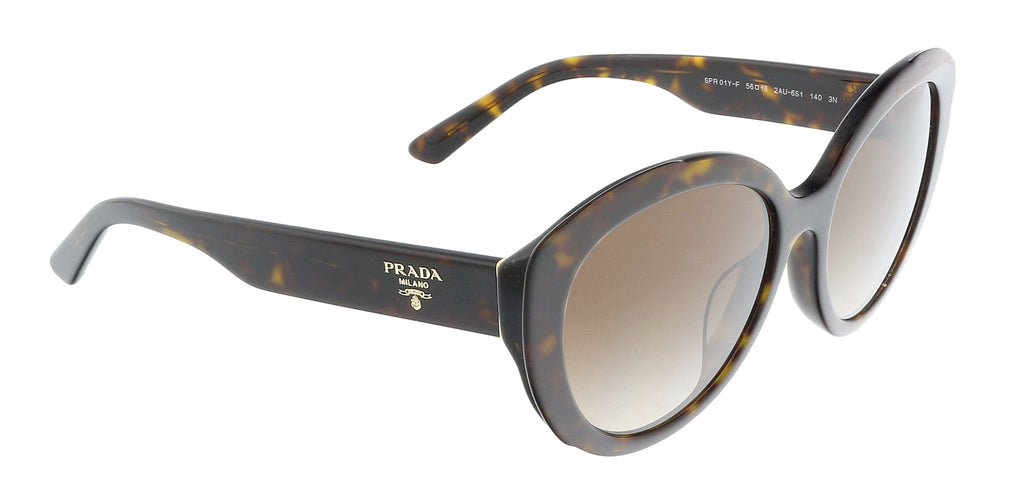 Prada 0PR 01YSF 2AU6S1 Dark Havana Oval Full Rim Sunglasses