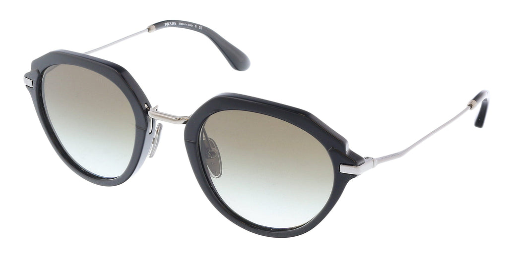 Prada 0PR 05YS 1AB0A7 Black Round Full Rim Sunglasses