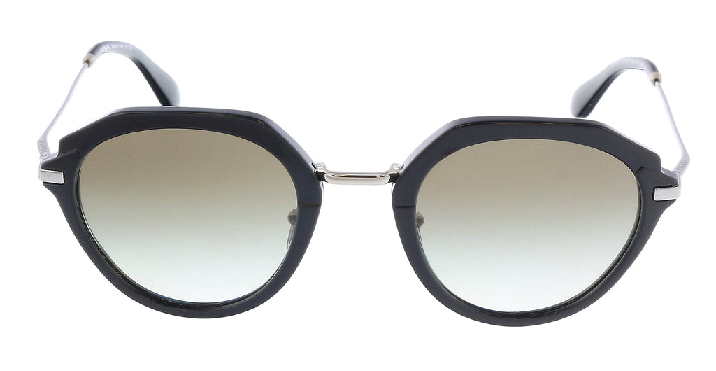 Prada 0PR 05YS 1AB0A7 Black Round Full Rim Sunglasses